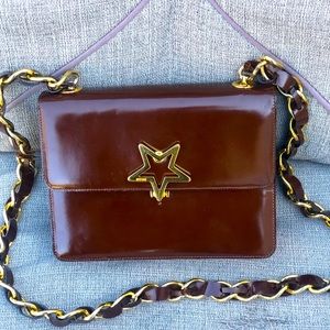 Moschino Redwall Vintage Polished Leather Bag